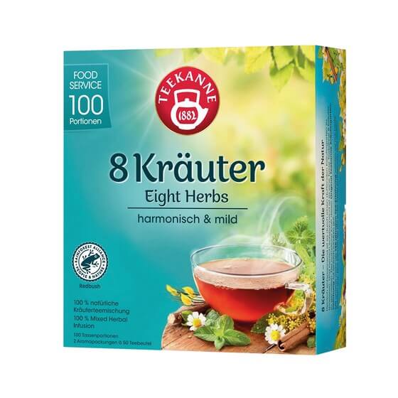 8 Kräuter Tee 100 Beutel Teekanne