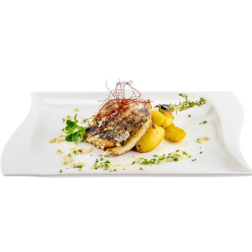 Wallerfilet in Zitronen-Meerrettichsahne mit Thymian Kartoffeln