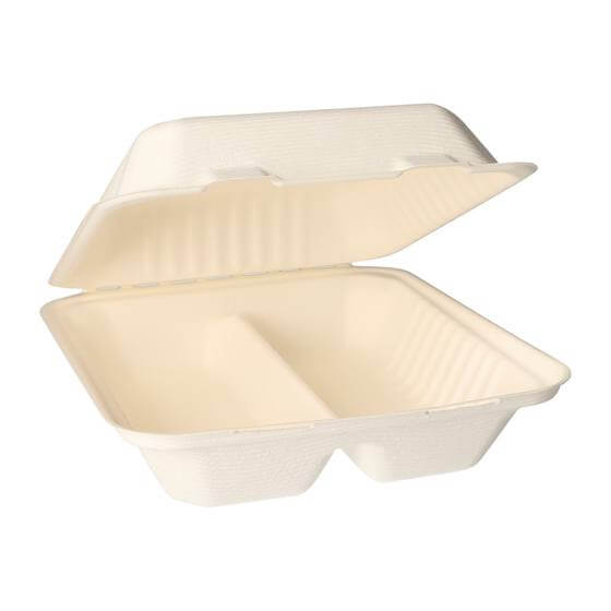 Menübox Zuckerrohr Pure 2-geteilt 50 Stück Papstar