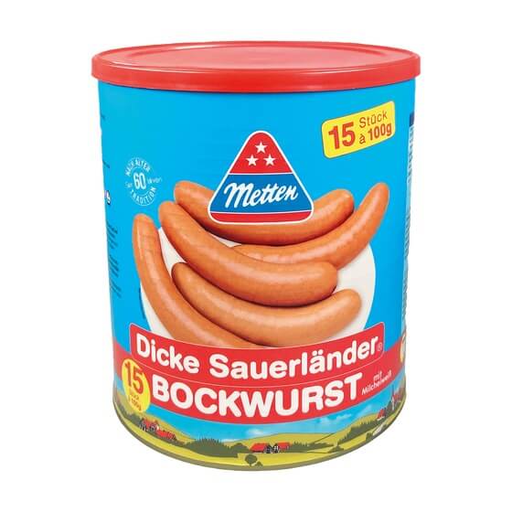 Dicke Bockwurst 15ST = 2,7 Kg ATG 1500g Metten
