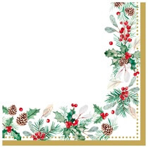 Servietten Weihnachten 3l 40x40cm 50St Mistletoe Papstar