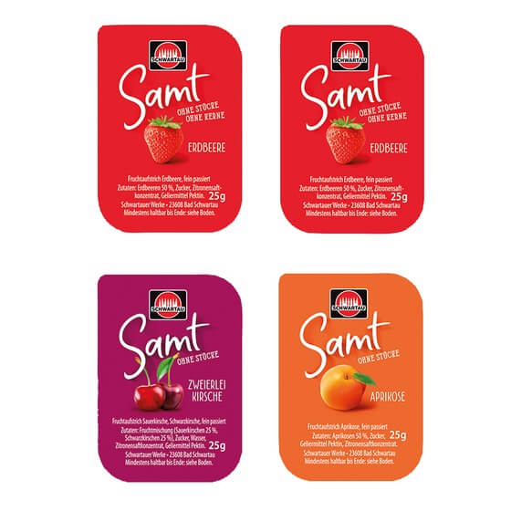 Schwartau Gastro Samt 100x25g(erdb/aprik/himb/waldfru