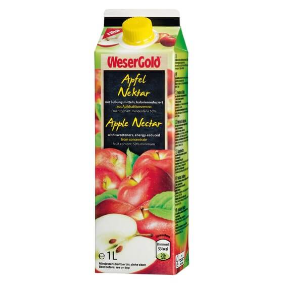 Apfel Nektar kalorienreduziert 1l Tetra Pak Wesergold