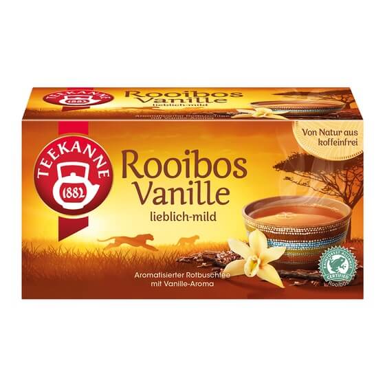 Rotbuschtee/Rooibos Vanille 20 Beutel kuvertiert Teekanne