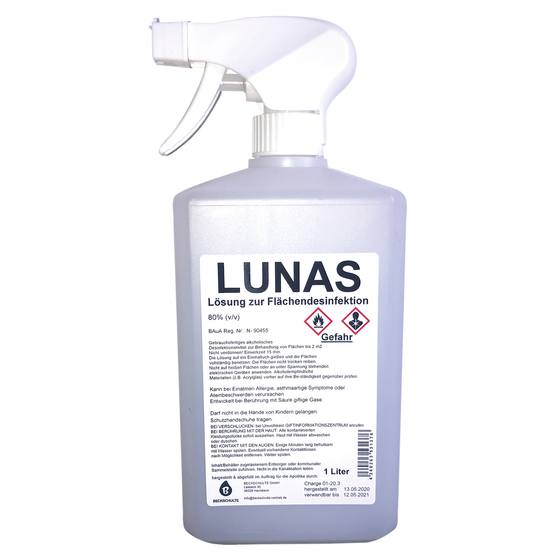 Oberflächen Desinfektion Sprühflasche 1Liter Lunas