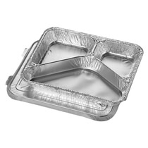 Menüschale+Deckel Alu 3-geteilt 760ml 50St PapStar