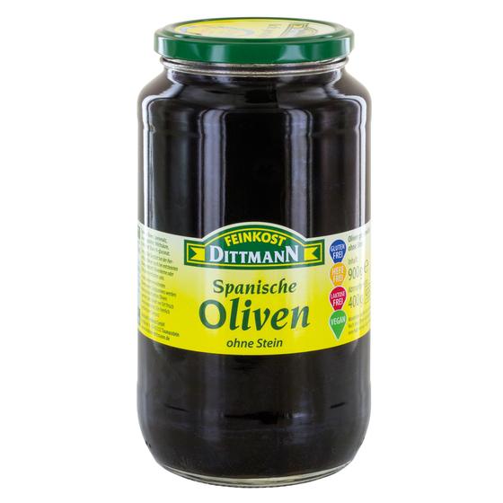 Oliven schwarz ohne Stein 900g/400g Dittmann