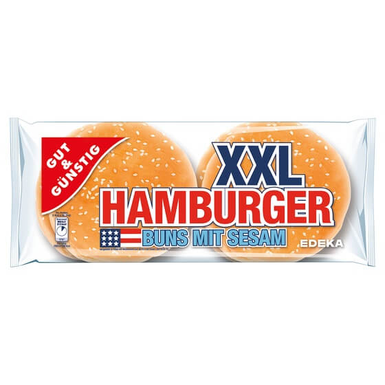 Hamburger Buns/Brötchen Sesam XXL 300g=4 Stück 120mm G&G