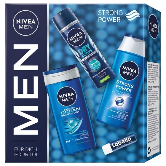 Nivea GP Men Strong Power Shampoo, Dusche, Deo, Labello