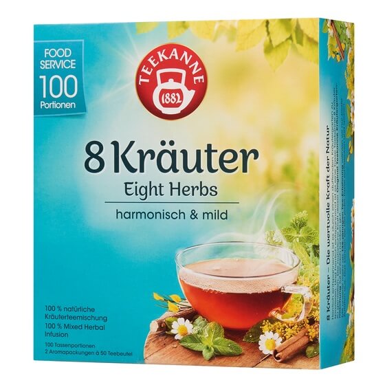 8 Kräuter Tee 100 Beutel Teekanne
