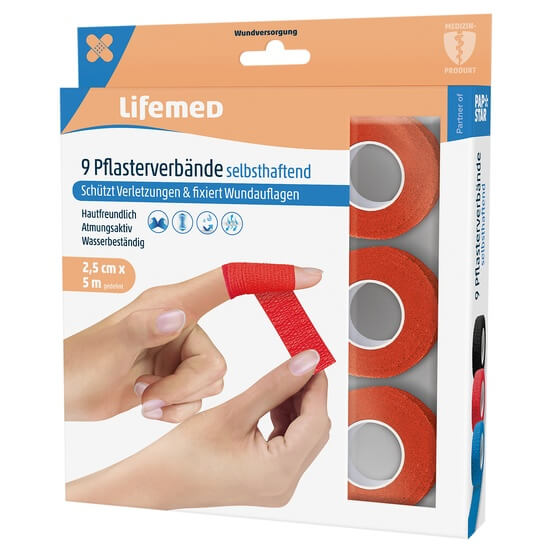 HACCP-Pflaster rot selbsthaftend 5mx2,5cm 9 Rollen Papstar