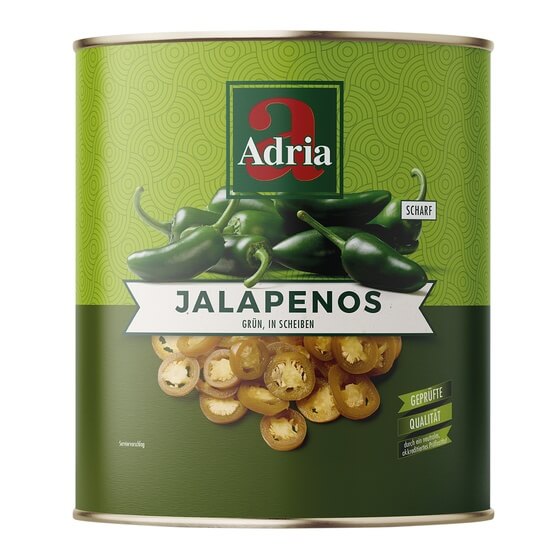 Jalapenos grün in Scheiben scharf 3kg/1,5kg Adria