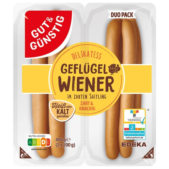 G&G Delikates Geflügel-Wiener 2x200g (8 Stück x 50g)