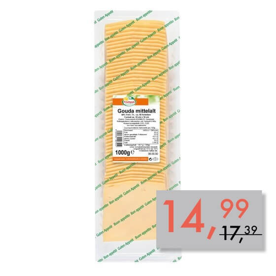 Gouda mittelalt 48% F.i.Tr. gefächert 50x20g Frischpack