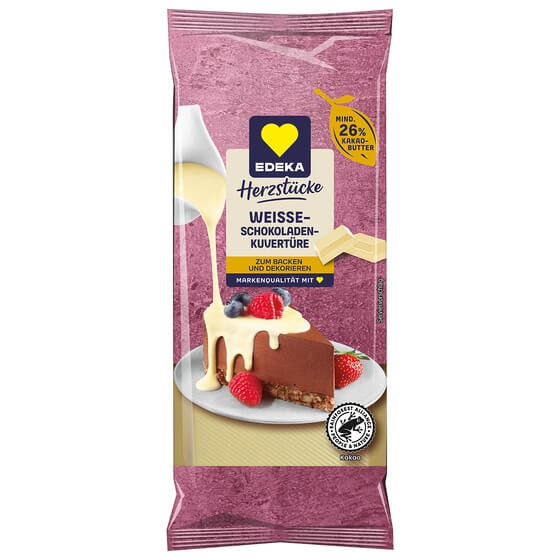 Kuvertüre Weiss 26% Kakao ODZ 200g Edeka Herzstücke