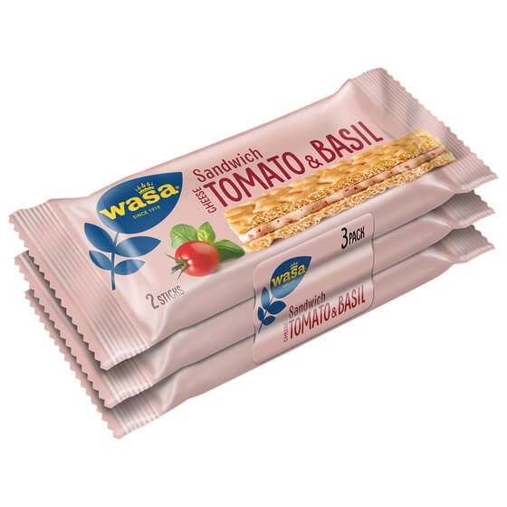 Wasa Sandwich Käse/Tomate/Basilikum 8x3er 120g/Packung