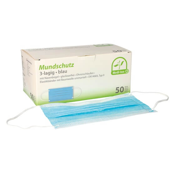 Mundschutz Blau 3-lagig 50 ST Papstar
