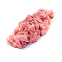 Schweinegulasch I mittel 24mm(aus dem Schinken)roh ca.1kg