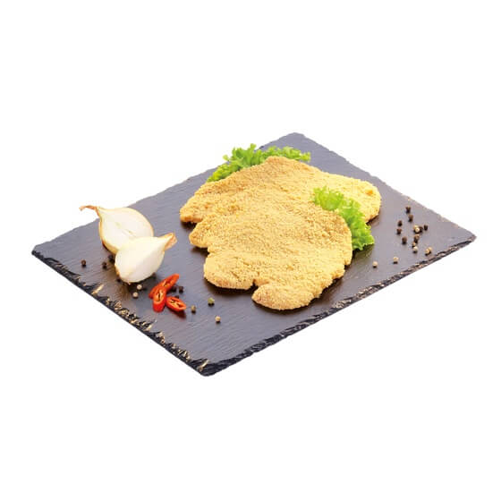 Schweinelachsschnitzel roh,Scheiben,geplättet,paniert 160g